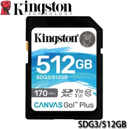 【MR3C】含稅 KINGSTON 金士頓 Canvas Go! Plus SD 512G SDG3/512GB 170MB/s