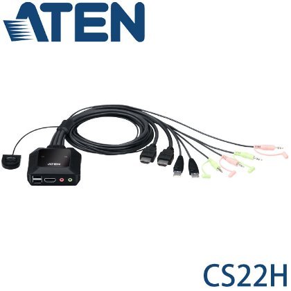 MR3C】含稅附發票ATEN 宏正CS-22H CS22H 帶線式KVM多電腦切換器- 名人