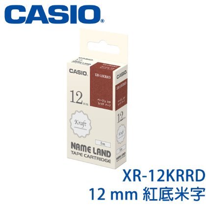 【MR3C】含稅附發票 CASIO卡西歐 12mm XR-12KRRD 紅底米字 牛皮紙系列 原廠標籤機色帶