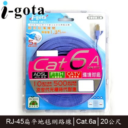 【MR3C】含稅附發票 i-gota LAN-F6A-020 20M Cat.6a Cat6a 超高速網路線 扁線