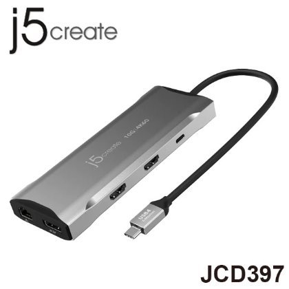 【MR3C】含稅 j5 create JCD397 USB-C MST 4K 三螢幕 Gen2 多功能擴充 集線器 HUB