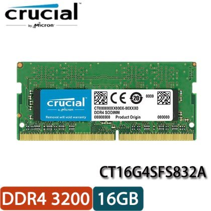 【MR3C】缺貨 含稅 Micron 美光 Crucial 16GB DDR4 3200 筆記型 記憶體 CT16G4SFS832A