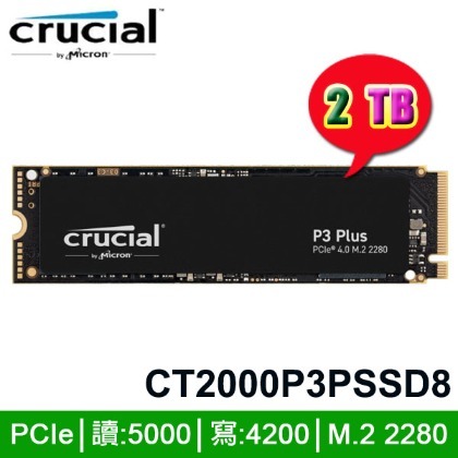【MR3C】含稅 Micron 美光 Crucial P3 Plus 2TB M.2 PCIe NVMe SSD 固態 硬碟