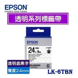 【MR3C】含稅有發票 EPSON愛普生 24mm LK-6TBN 透明底黑字 透明系列 原廠標籤機色帶