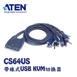 【MR3C】含稅附發票 ATEN 宏正 CS-64US CS64US 4埠 帶線式 KVM 切換器 (USB,音效)