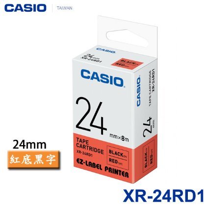 【MR3C】含稅附發票 CASIO卡西歐 24mm XR-24RD1 紅底黑字 原廠標籤機色帶