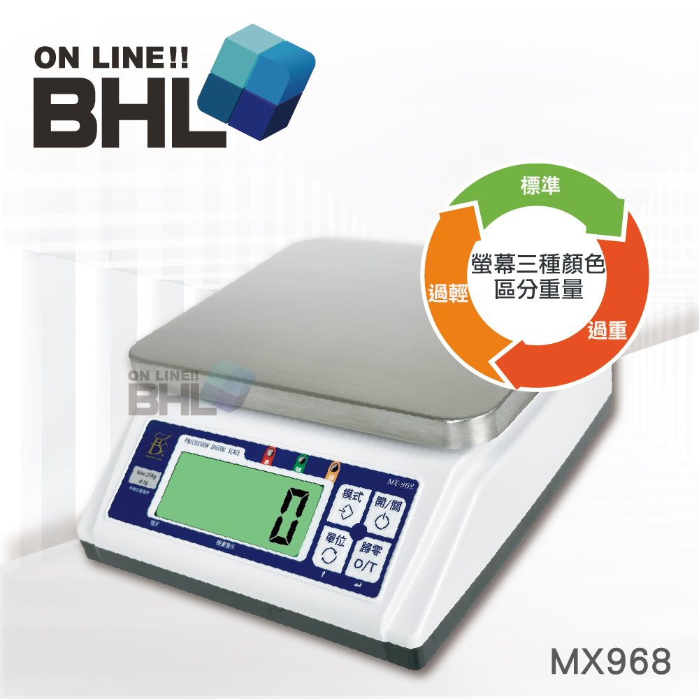 【BHL秉衡量電子秤】MX968高精度專業廚房料理秤 顏色智能分級秤 3kg 10kg 25kg