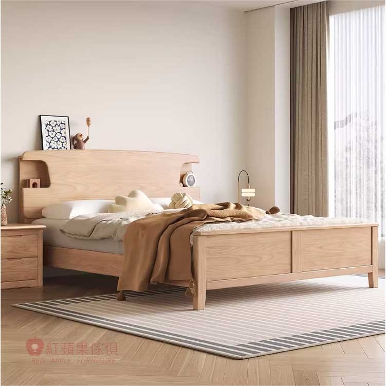 [紅蘋果傢俱] 梣木系列 YB-L592 實木床 床架 實木床架 雙人床 雙人加大床 北歐風 實木