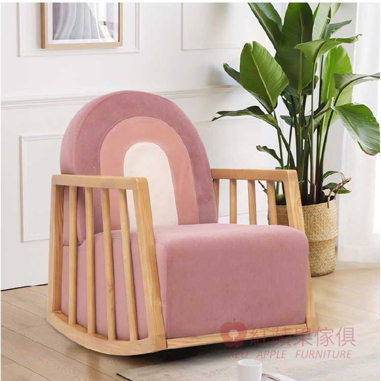 [紅蘋果傢俱] 梣木系列 YB-L8515 實木椅 搖椅 休閒椅 單人沙發 主人椅 北歐風 實木