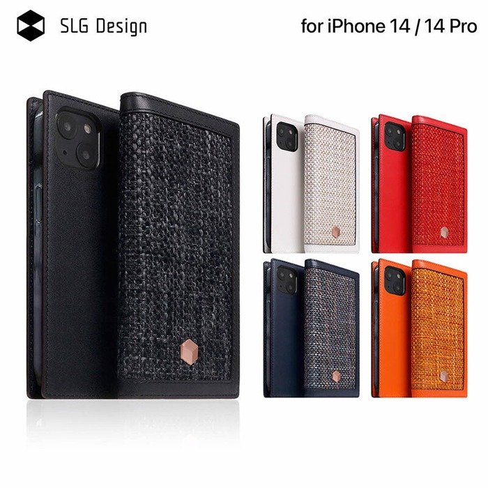 SLG Design iPhone 14 / 14 Pro D5 帆布小牛皮側掀式真皮保護套