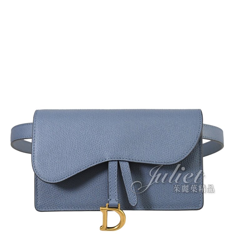 【全新現貨 優惠中】茱麗葉精品 Christian Dior SADDLE 翻蓋釦式迷你腰包.丹寧藍現金價$34,800