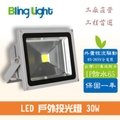 ◎Bling Light LED◎30W LED戶外投光燈/投射燈，2700流明，IP65，白/暖光，一年保固