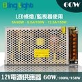 ◎Bling Light LED◎60W變壓器/電源供應器，110-220V，DC12V/12.5A，條燈/監視器使用(250元)