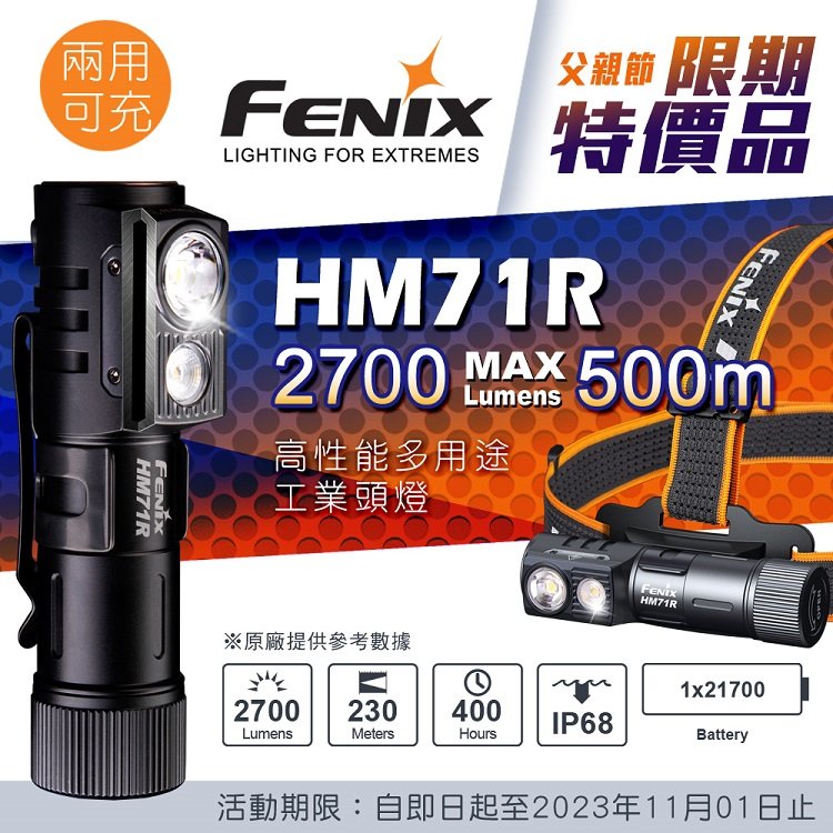 Fenix 高性能多用途工業頭燈 HM71R