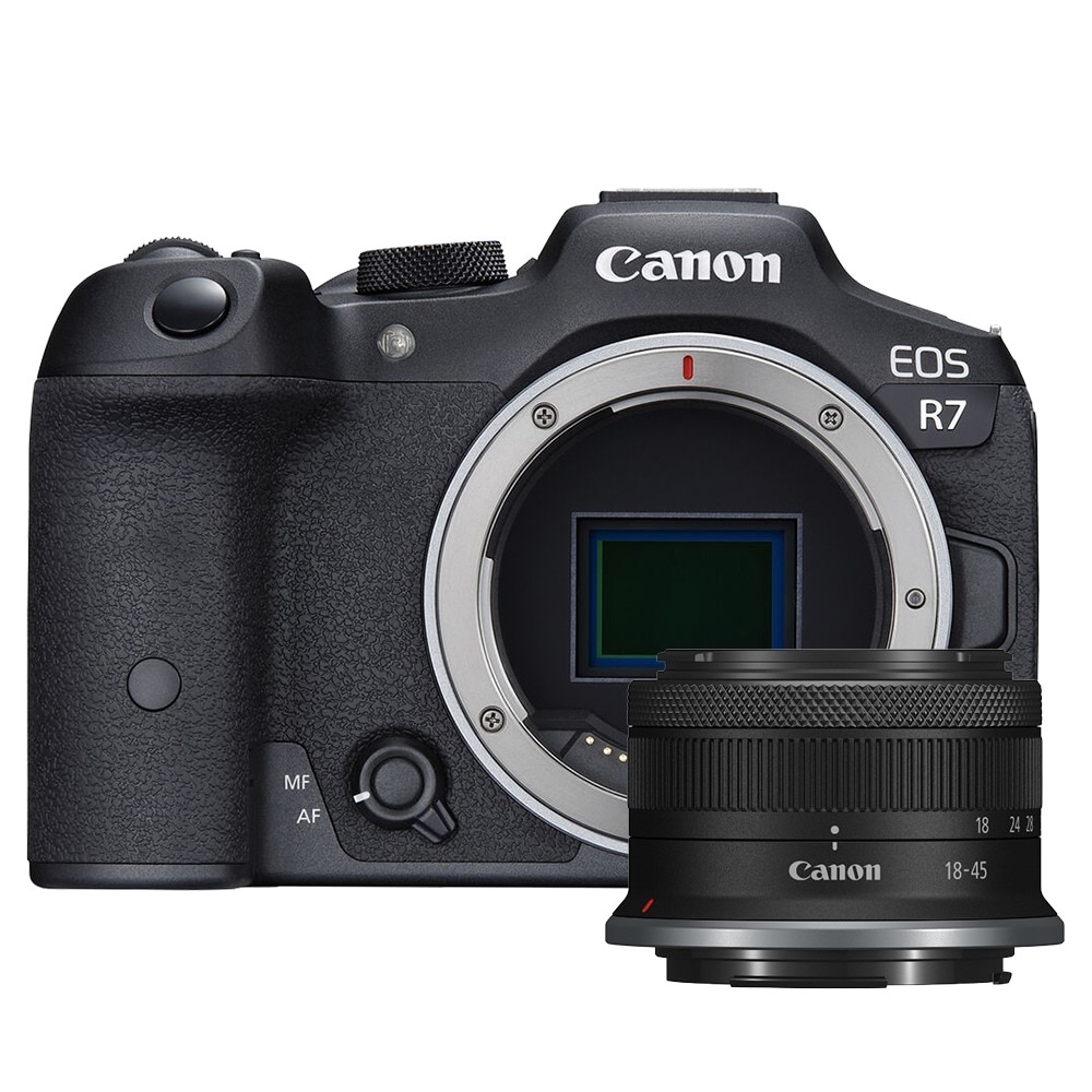 【Canon 】EOS R7+RF-S18-45mm變焦鏡組*(平行輸入)~送128G卡+副電+座充+單眼雙鏡包+大吹球清潔組