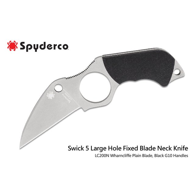 SPYDERCO Swick 5 黑G-10握柄頸刀( LC200N鋼平刃)-SPY FB14P5