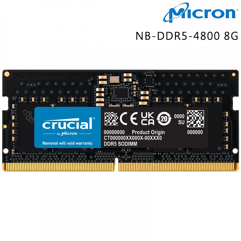 Micron 美光 Crucial DDR5-4800 8GB 內建PMIC電源管理晶片 筆電型記憶體 CT8G48C40S5