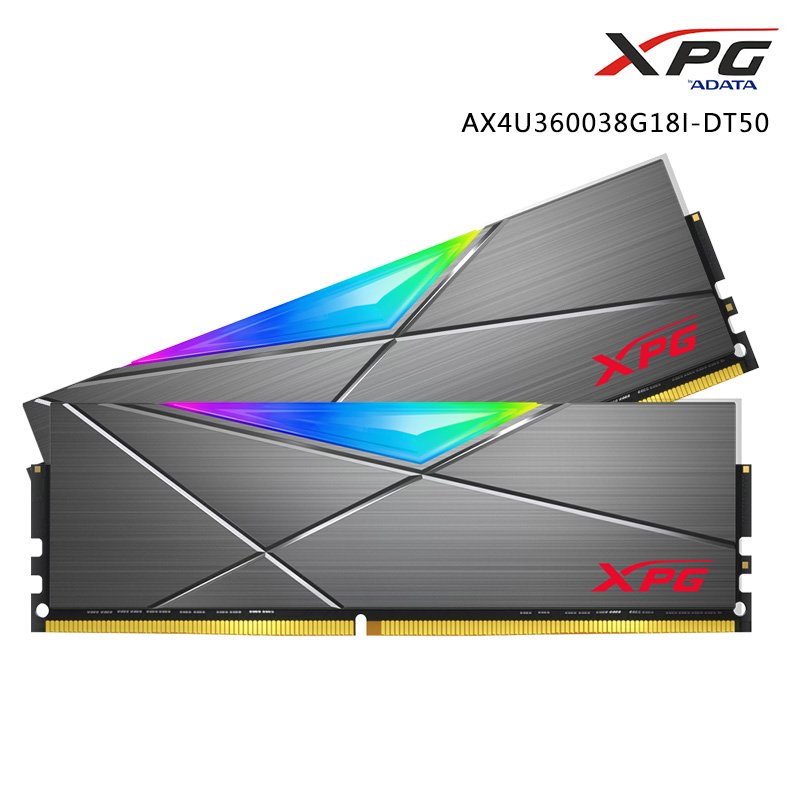 ADATA 威剛 XPG D50 DDR4 3600 16GB (8Gx2) RGB超頻 桌上型記憶體 銀河灰 AX4U360038G18I-DT50
