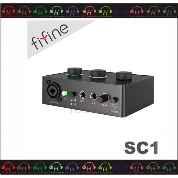 弘達影音多媒體 FIFINE SC1 音訊混音器 USB直播聲卡 XLR/6.35mm插孔/48V幻象電源/監聽耳機/直播/錄音
