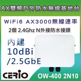 CERIO智鼎【OW-400 2N10】eXtreme High Power WiFi6 Dual-Radio+10dBi