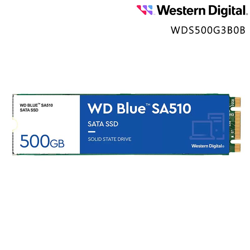WD 威騰 BLUE 藍標 SA510 500GB SATA M.2 2280 SSD 固態硬碟 WDS500G3B0B
