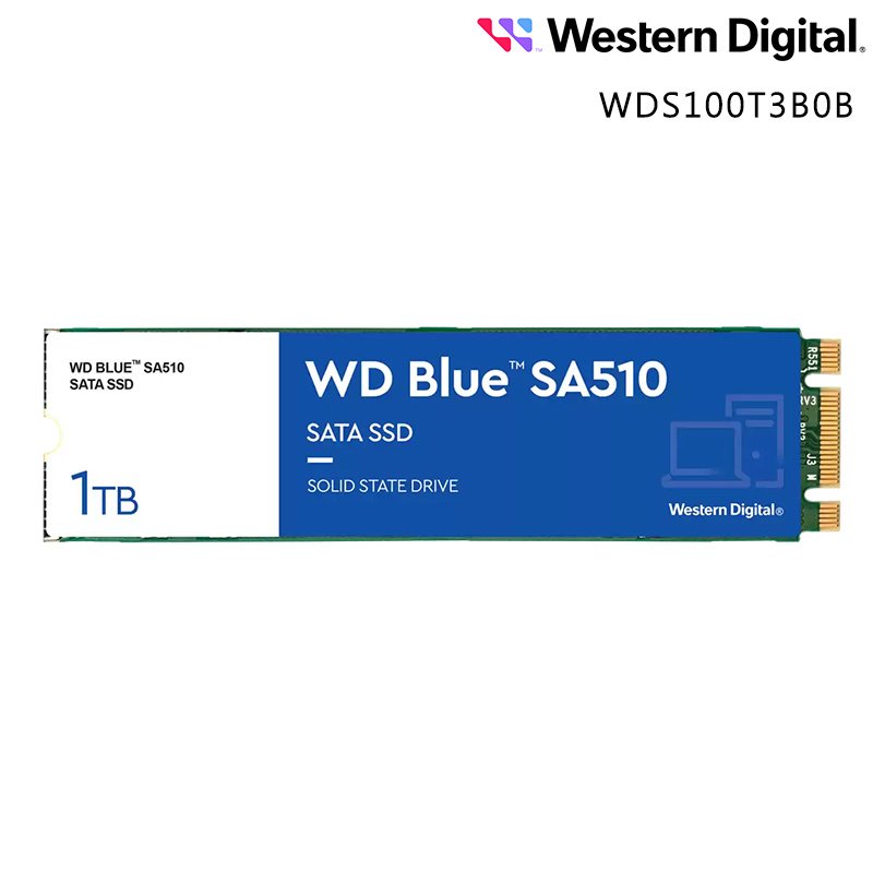 WD 威騰 BLUE 藍標 SA510 1TB SATA M.2 2280 SSD 固態硬碟 WDS100T3B0B