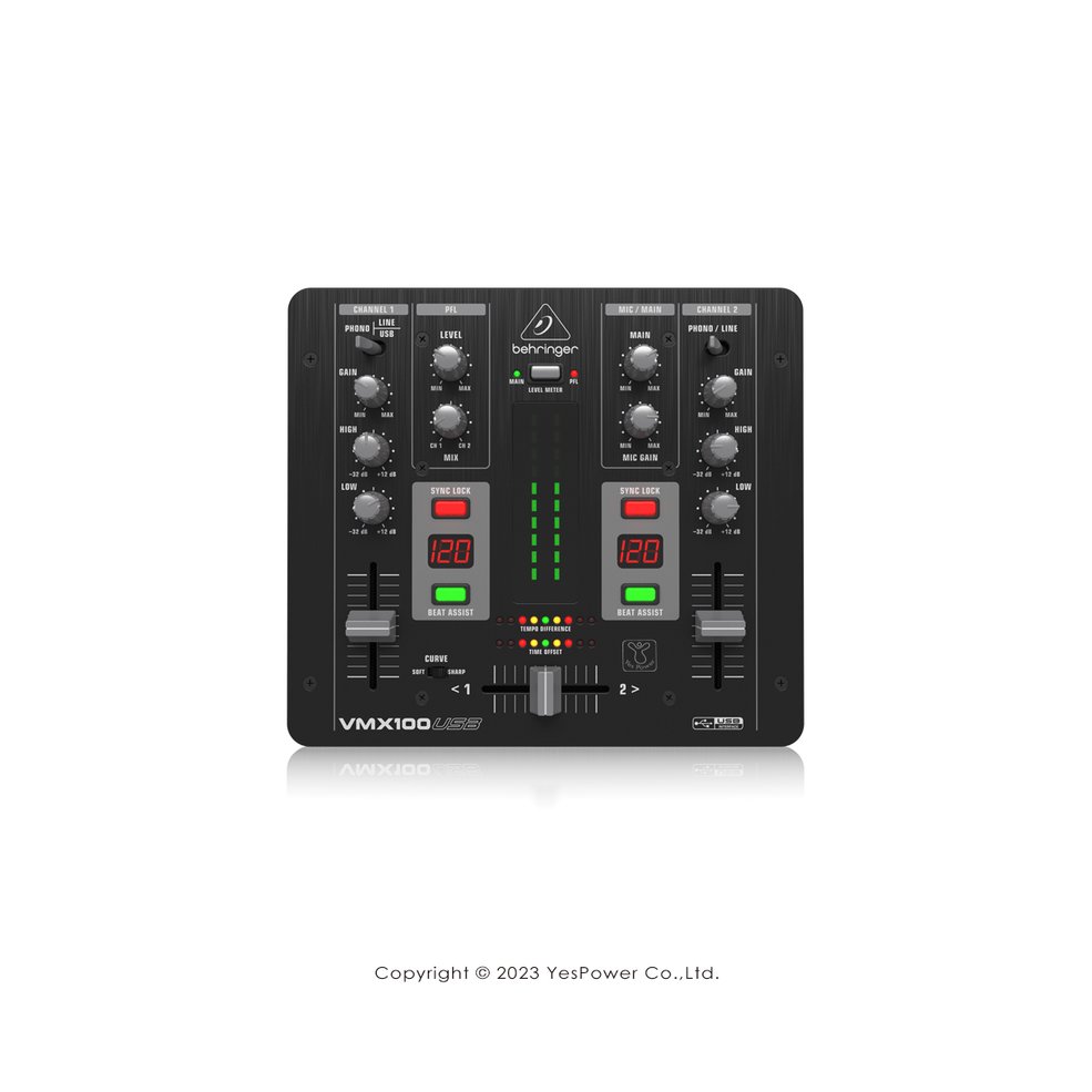 VMX100USB Behringer耳朵牌 專業2通道DJ混音器/內置USB接口