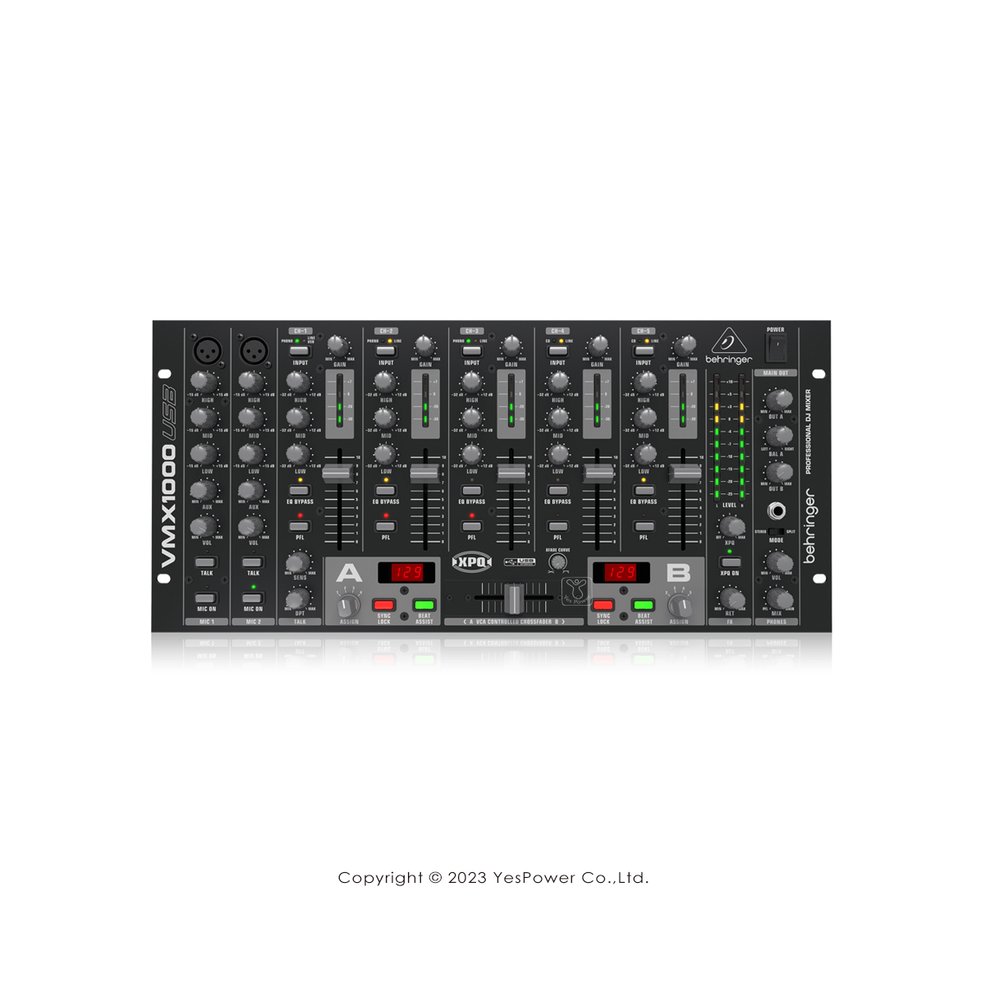 VMX1000USB Behringer耳朵牌 專業7通道機架式DJ混音器/內置USB接口
