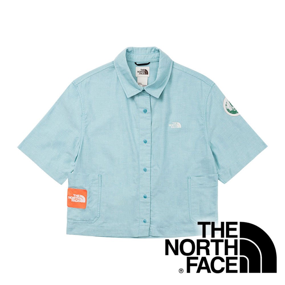 【THE NORTH FACE 美國】女短袖襯衫『淺藍』NF0A7ZY9 戶外 露營 登山 休閒 時尚 上衣 襯衫