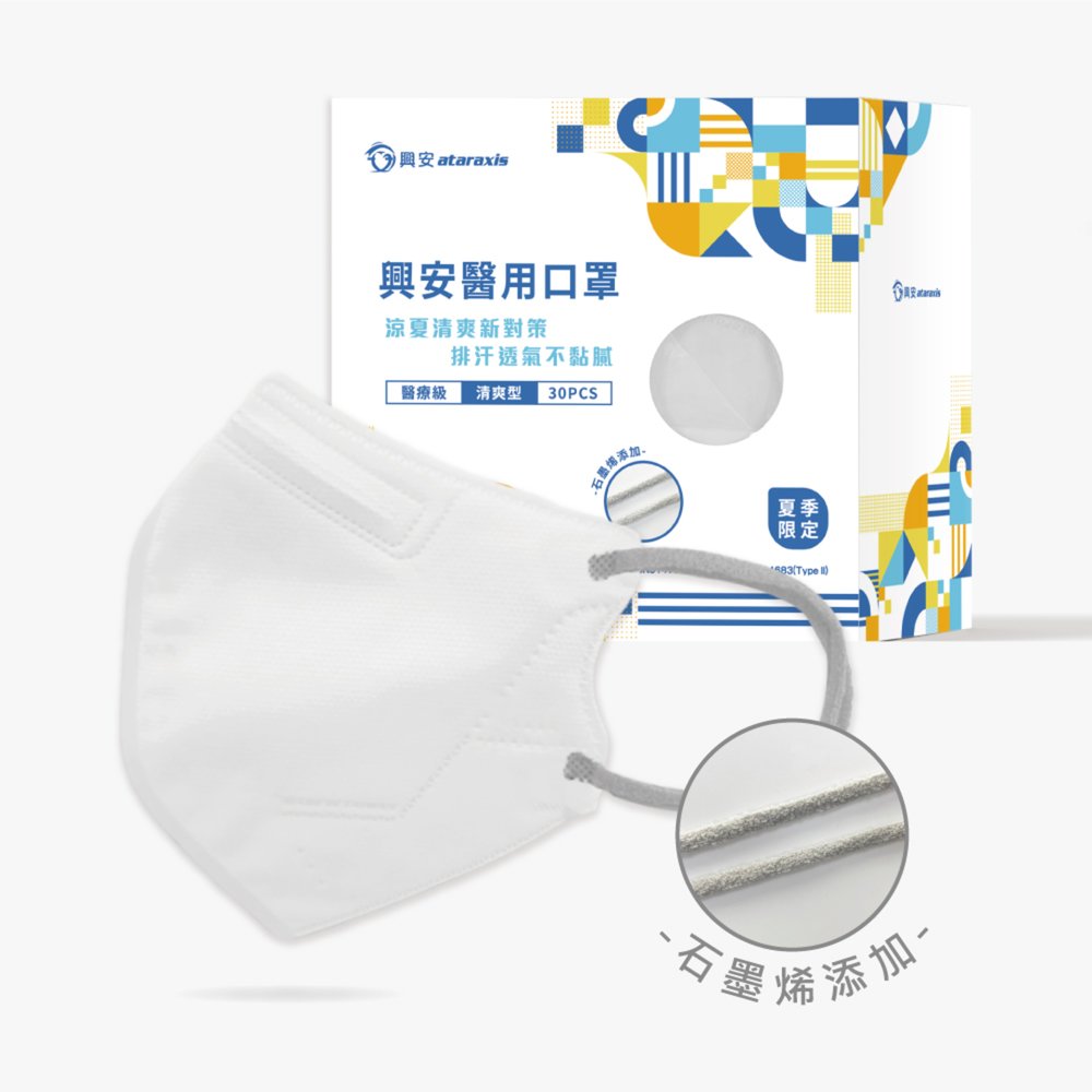 【光南大批發】興安 成人3D立體醫用口罩（夏季款-雪花白）30入/盒/15 x 11CM