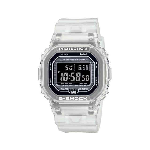 【CASIO G-SHOCK】經典5600半透明方形數位運動腕錶-透白色/DW-B5600G-7/台灣總代理公司貨享一年保固