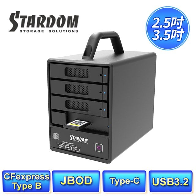 STARDOM ST4F-B32-B (黑色) USB3.2 Gen2 Type-C 4槽 硬碟與CFexpress卡外接盒