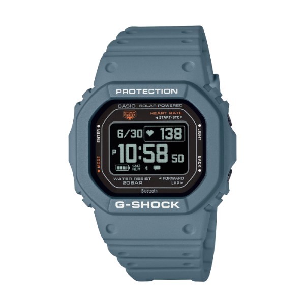 【CASIO G-SHOCK】G-SQUAD系列方形多功能運動休閒腕錶-灰藍款/DW-H5600-2/台灣總代理公司貨享一年保固