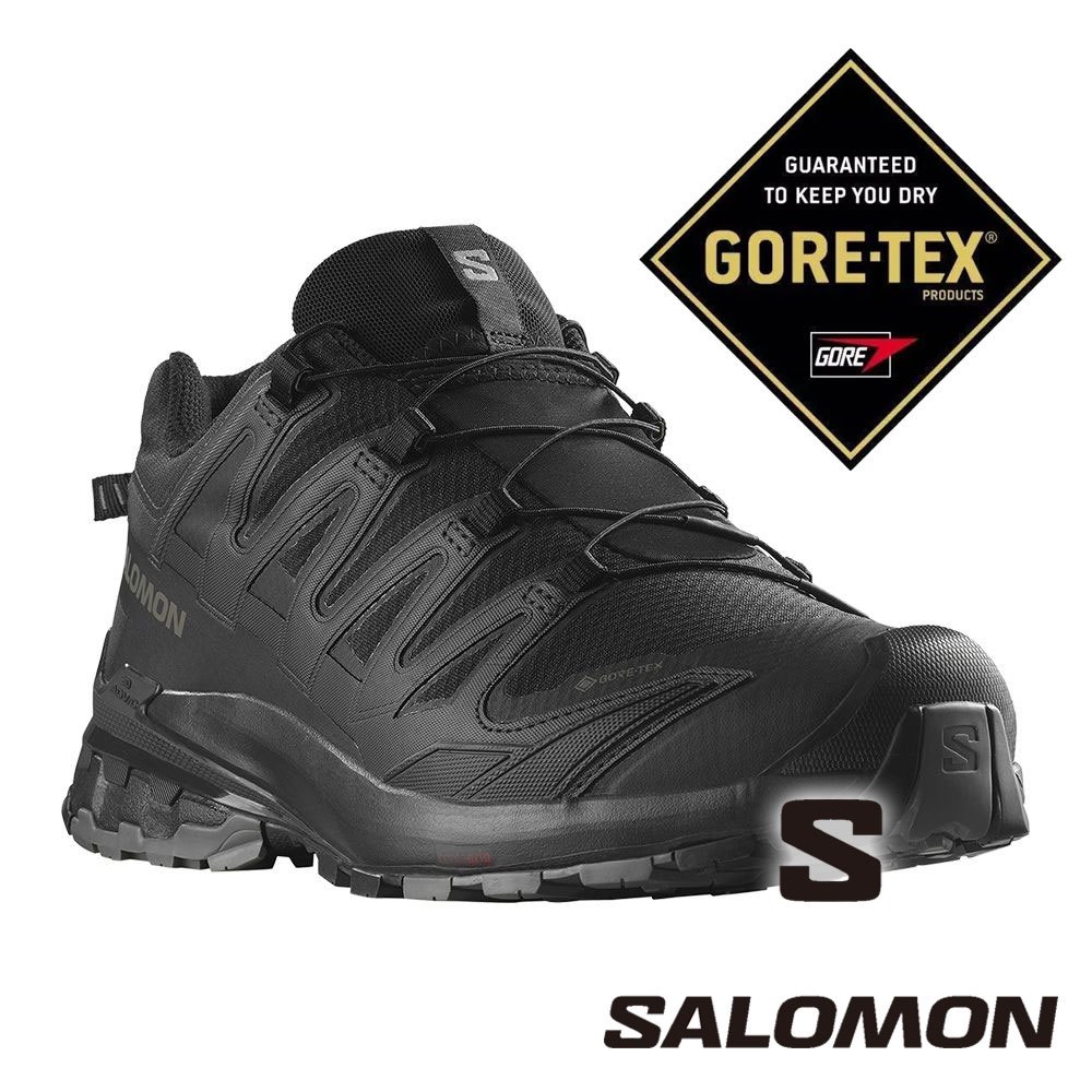 【SALOMON 法國】男健行鞋WIDE-GT XA PRO 3D V9 (寬楦) 『黑/幻灰/藍』472770 登山 露營 健行 旅遊 健行鞋 多功能鞋