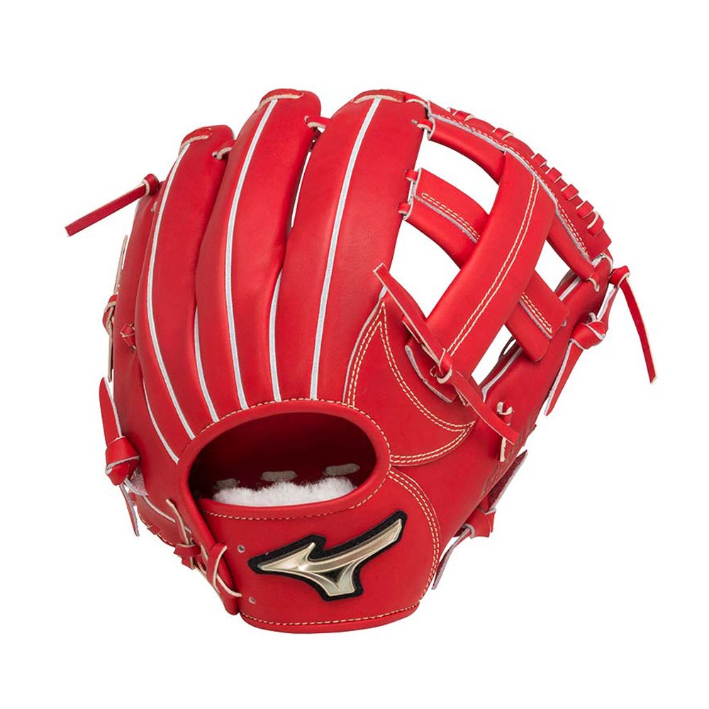 「野球魂」--「MIZUNO」【GLOBAL ELITE GA】等級少年用硬式棒球手套（內野手，1AJGA27403，70蘿蔔紅色）附手套袋，for小五～中二