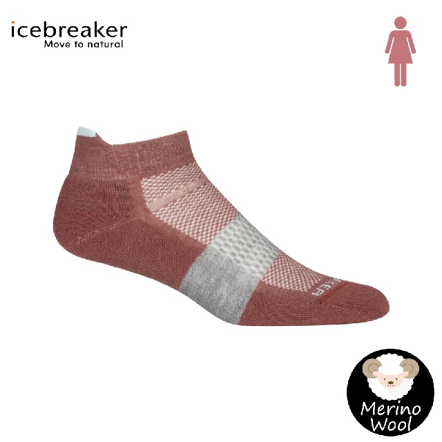 【Icebreaker 女 薄毛圈多功能運動踝襪《酒紅/灰》】105128/快乾襪/機能襪/排汗襪/羊毛襪/短襪