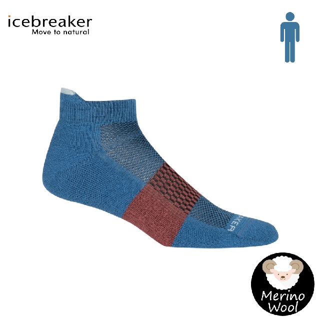 【Icebreaker 男 薄毛圈多功能運動踝襪《藍/酒紅》】105129/快乾襪/機能襪/排汗襪/羊毛襪/短襪