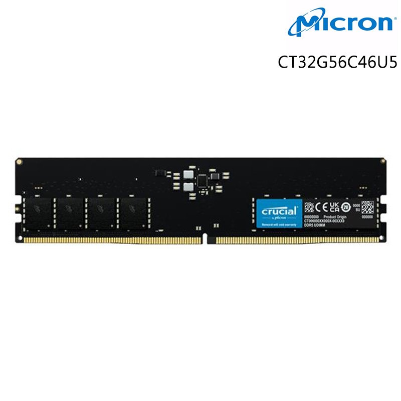 MICRON 美光 Crucial DDR5 5600 32GB CL46-45-45 RAM 桌上型記憶體 CT32G56C46U5
