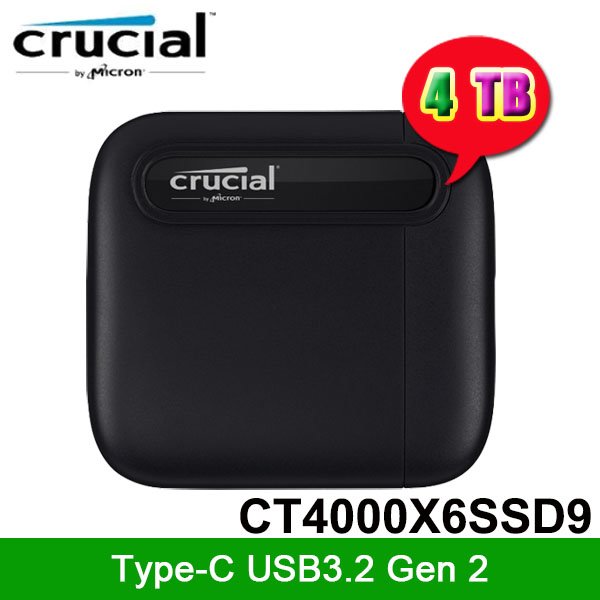 【MR3C】問貨況含稅 Micron 美光 Crucial X6 4TB 4T Type-C SSD 行動硬碟 外接式硬碟