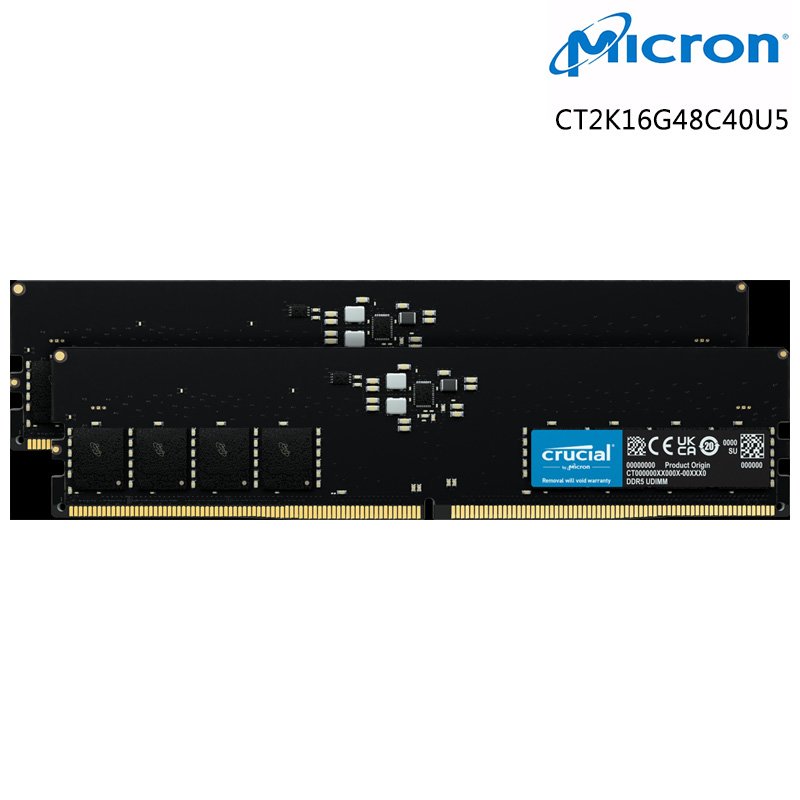 MICRON 美光 Crucial DDR5-4800 32GB (16GBx2) CL40 桌上型 記憶體 CT2K16G48C40U5 /紐頓e世界