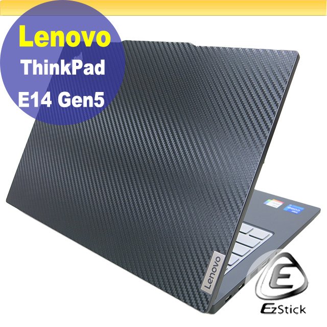 【Ezstick】Lenovo ThinkPad E14 Gen5 黑色卡夢膜機身貼 DIY包膜