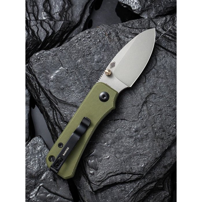 We Knife/Civivi Baby Banter綠G10柄石洗刃折刀 -WEKNIFE C19068S-5