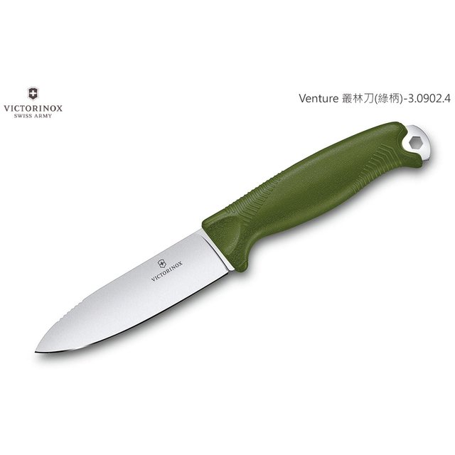 Victorinox Swiss Army Venture 綠柄叢林直刀標準版 -14C28N鋼(Satin 處理) -Victorinox 首次生產的直刀-3.0902.4