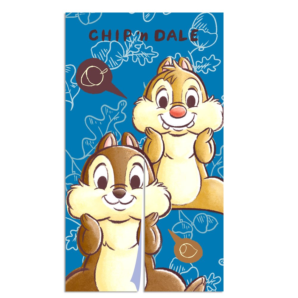 【Disney】對開式長門簾-奇奇蒂蒂-微笑 (藍) DS-7302CDS
