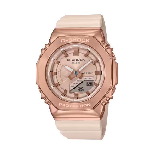 CASIO卡西歐 GM-S2100PG-4A 自信閃耀粉紅金女士時尚雙顯腕錶 40.4mm