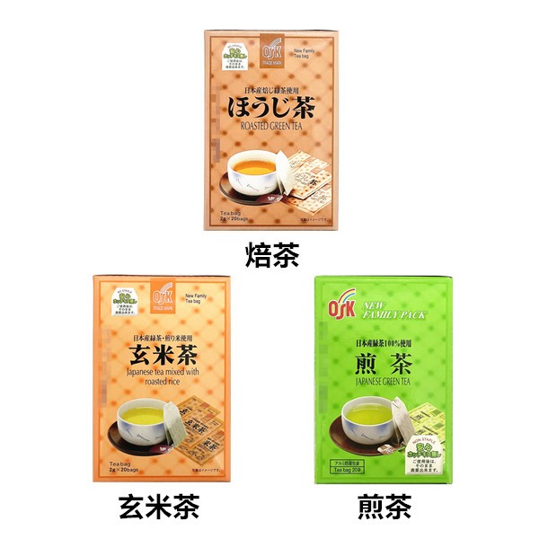 +東瀛go+ 小谷穀粉 OSK 焙茶/煎茶/玄米茶 20袋入 茶包 綠茶 玄米茶 茶飲 日本必買 日本原裝