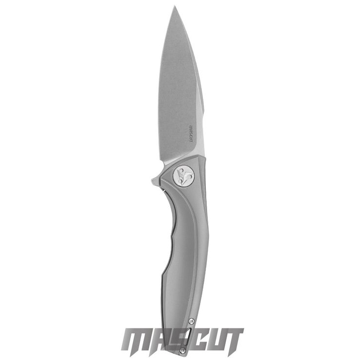 宏均-MASCUT KNIVES JJ085GY /D2鋼石洗刃 .6AL-4V鈦柄 .Flipper .EDC-折刀 / AC-1669 JJ085GY