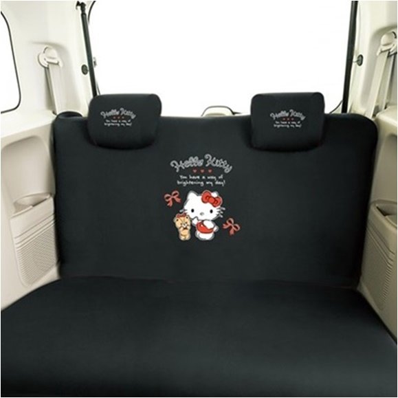車資樂㊣汽車用品【PKTD016B-17】Hello Kitty 閃亮的日子 汽車大後座椅套 黑色