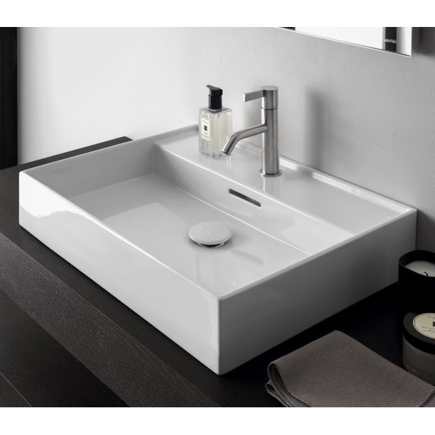 [新時代衛浴] 瑞士LAUFEN台上臉盆60*46cm，可壁掛可放台上可搭配下浴櫃-超薄邊-藍鑽陶瓷81285.3