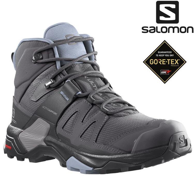 Salomon X ULTRA 4 Mid 女款 中筒Gore-tex防水登山鞋 L41625000 磁灰/黑/灰藍